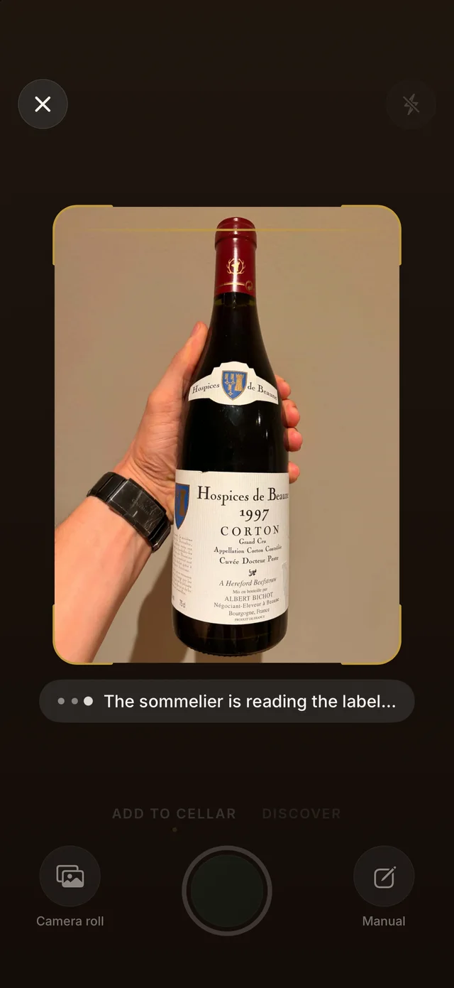 En vinetiket bliver scannet